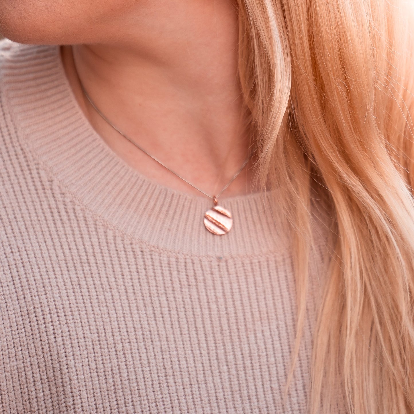 Copper Circle Impression Necklace