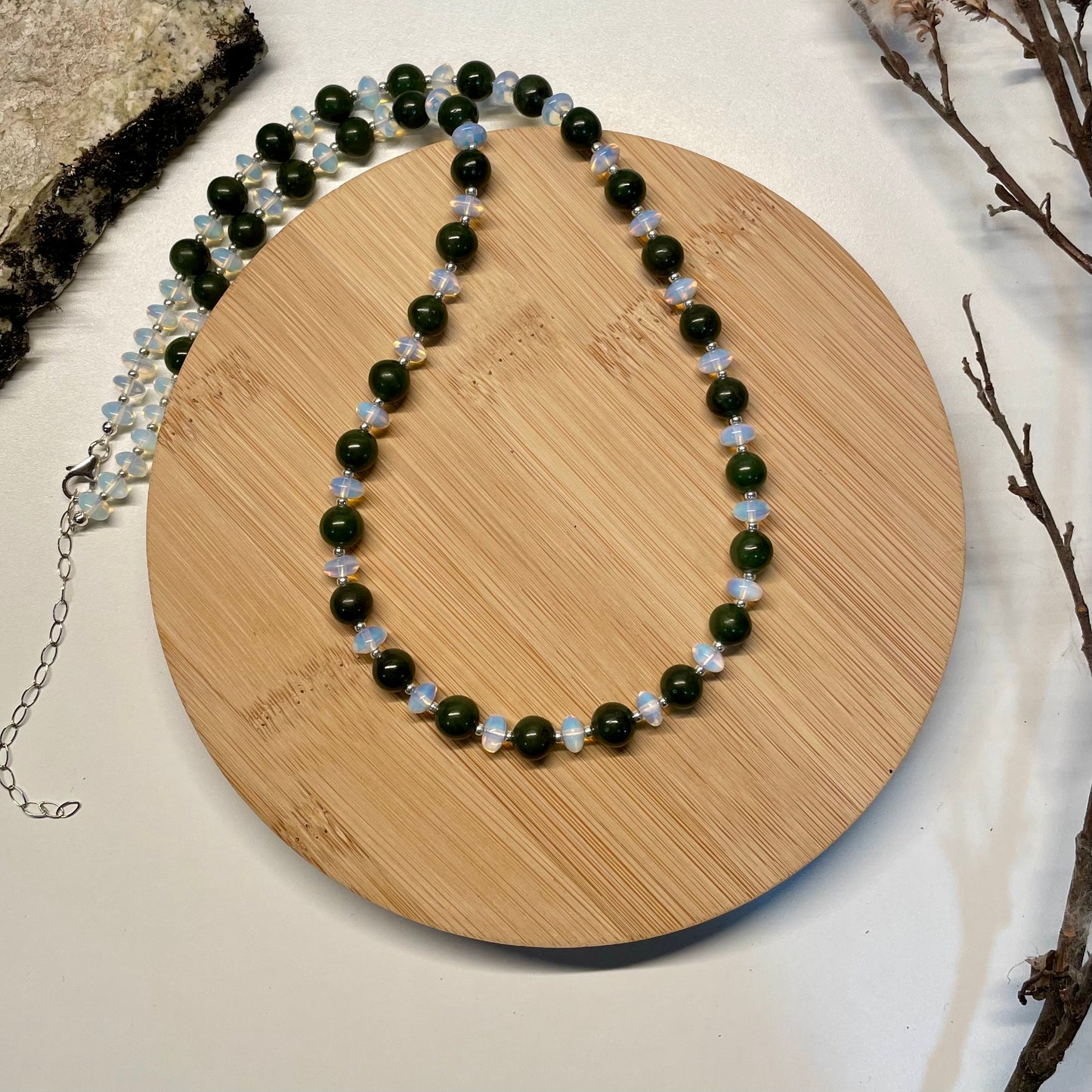 Jade and Moonstone Beaded Necklace