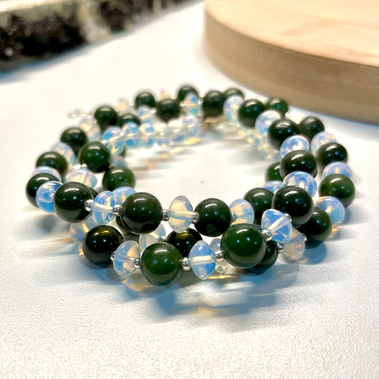 Jade and Moonstone Beaded Necklace