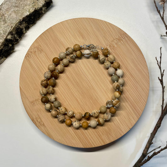 Picture Jasper Round Beaded Necklace