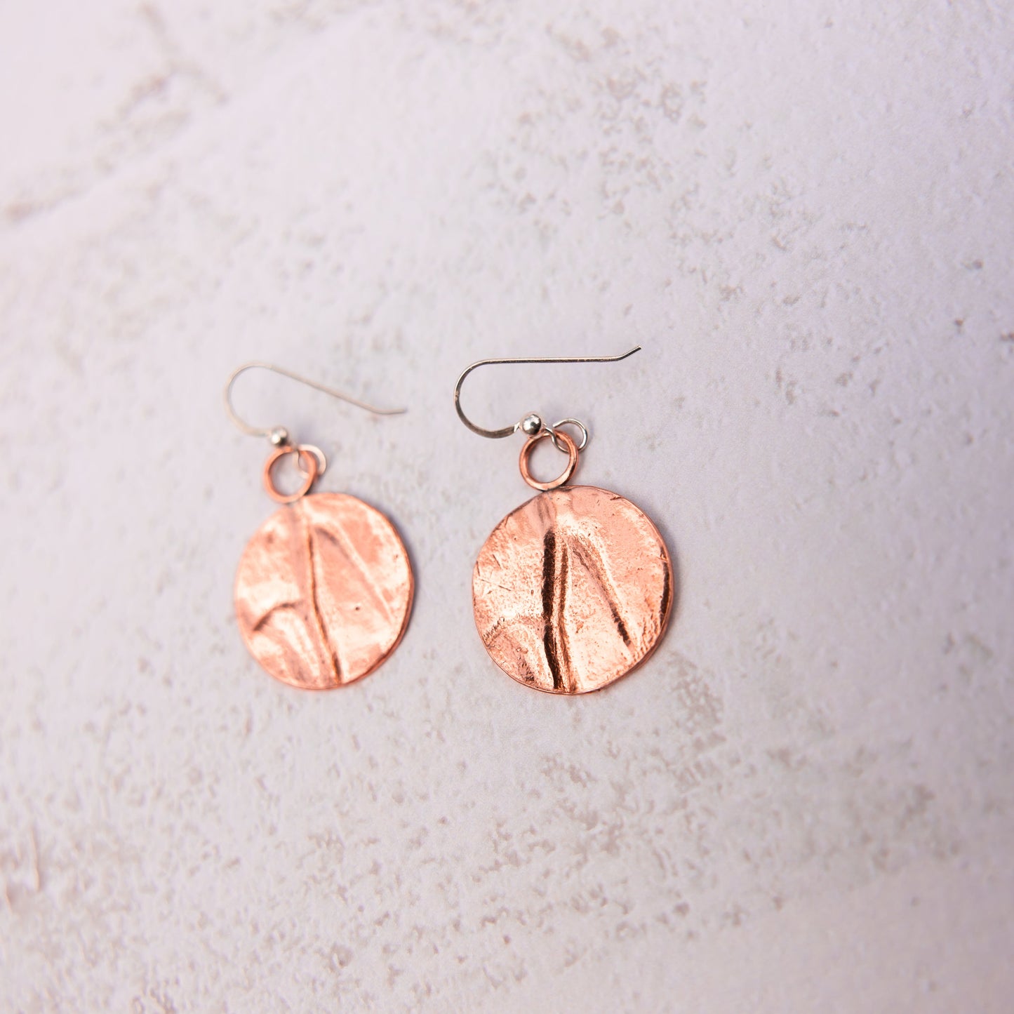 Copper Circle Impression Earrings