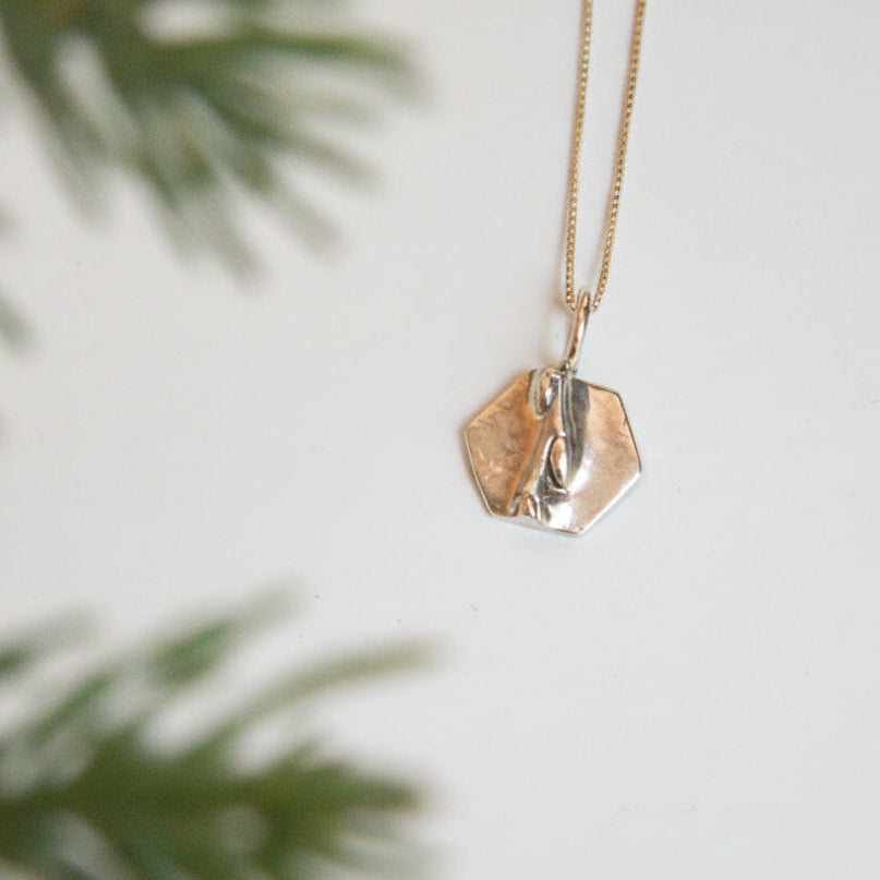 Silver Hexagon Impression Necklace