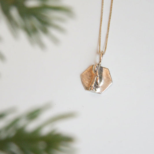 Silver Hexagon Impression Necklace