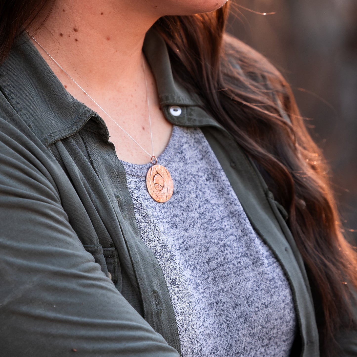 Copper Circle Impression Necklace